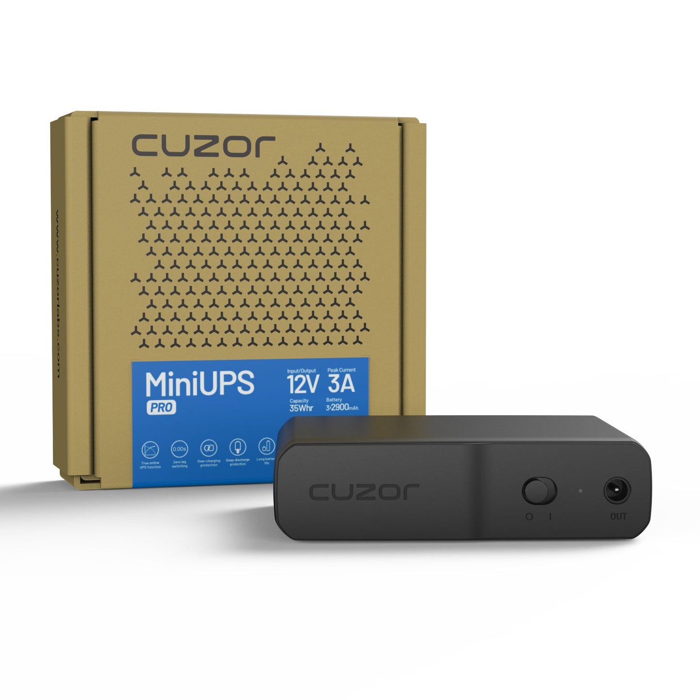 Cuzor Mini Router UPS PRO for 12V up to 3Amp Routers | Up to 8 Hours Backup | 3x2900 mAh batteries